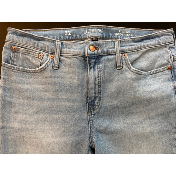 J. Crew Denim - J. Crew Demi-Boot Crop Jeans Womens 32 Blue Light Wash Raw Hem Stretch Denim